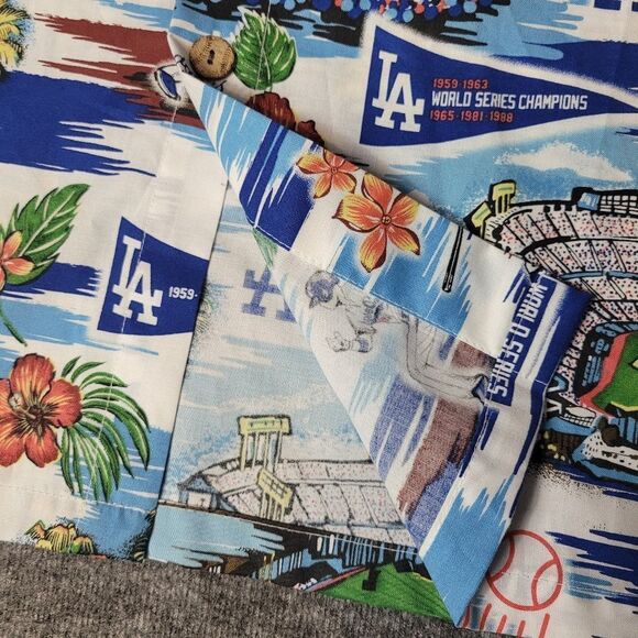 Los Angeles Aloha Dodgers Shirt Mens Sz L Reyn Spooner MLB Hawaiian Baseball New - Picture 11 of 16